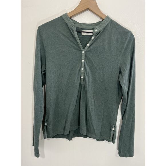 Imogene Oversized Wool Henley in Aqua Slate
